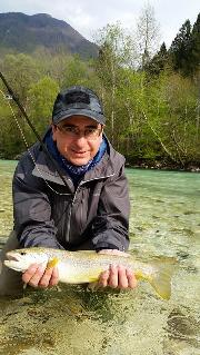 Spanish guests and Marble trout,  April 2017 Soca, Slovenia fly fishing